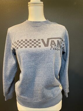 Vans Heather Blue Crewneck with Checkerboard Logo